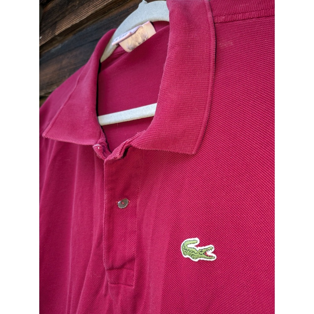Vintage Lacoste Chemise Polo Shirt Size 7 XL Burg Made in France Long Sleeve
